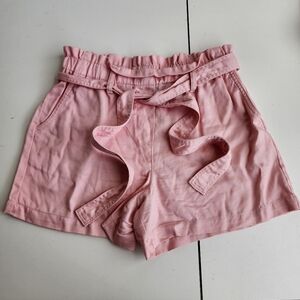 George Womens Pink Lyocell Elastic Waistband Shorts High Rise Tie Belt Sz M